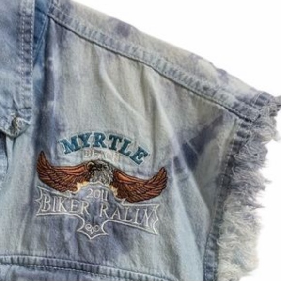 USA Biker Design Biker Rally Frayed, Sleeveless MYRTLE BEACH 2011 Shirt, sz. L. - Picture 4 of 12